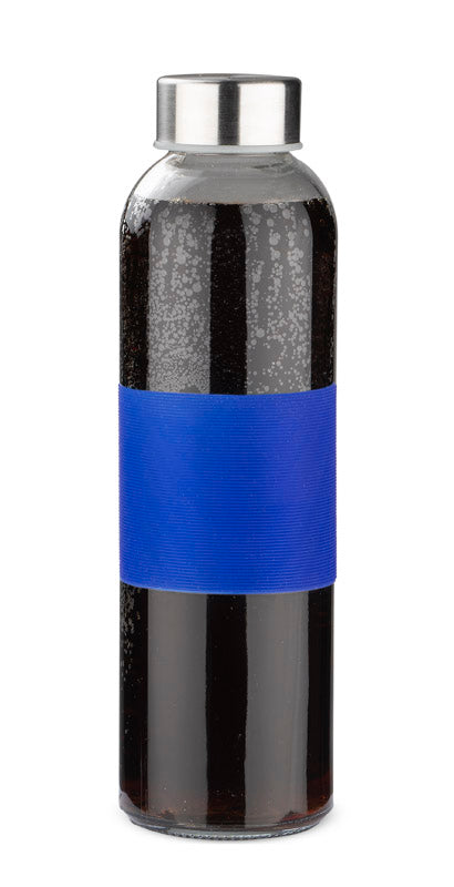 Stikla ūdens pudele GLASSI 510 ml ar zilu gumiju