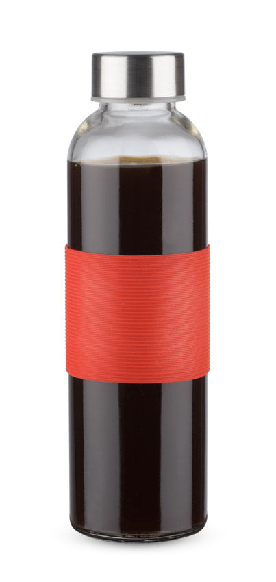 Stikla ūdens pudele GLASSI 510 ml ar sarkanu gumiju