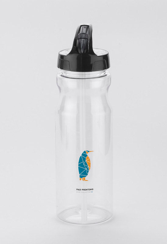 Ūdens pudele ar salmiņu un melnu vāciņu TRANCE 700 ml