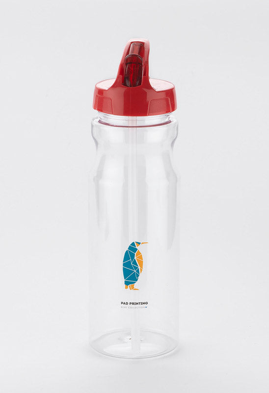 Ūdens pudele ar salmiņu un sarkanu vāciņu TRANCE 700 ml