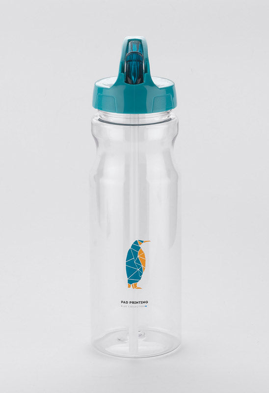 Ūdens pudele ar salmiņu un zilu vāciņu TRANCE 700 ml