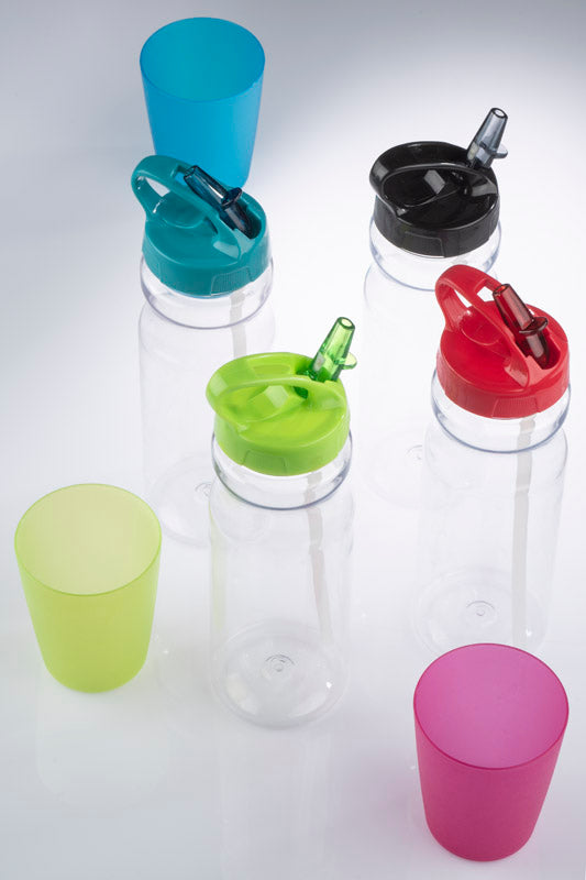 Ūdens pudele ar salmiņu un zaļu vāciņu TRANCE 700 ml