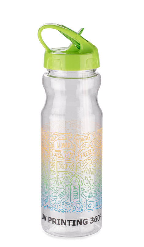 Ūdens pudele ar salmiņu un zaļu vāciņu TRANCE 700 ml