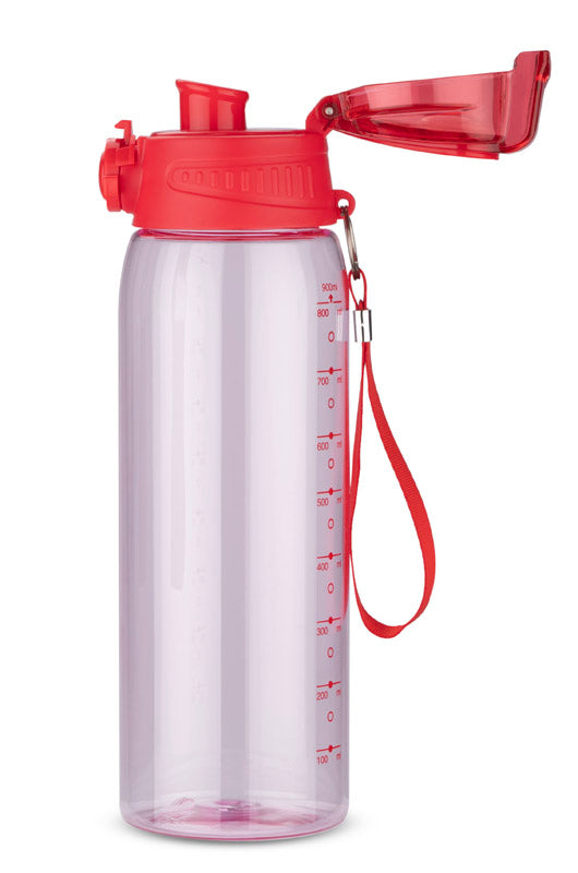 Ūdens pudele sarkana ar mērtrauku KOLTER 900 ml