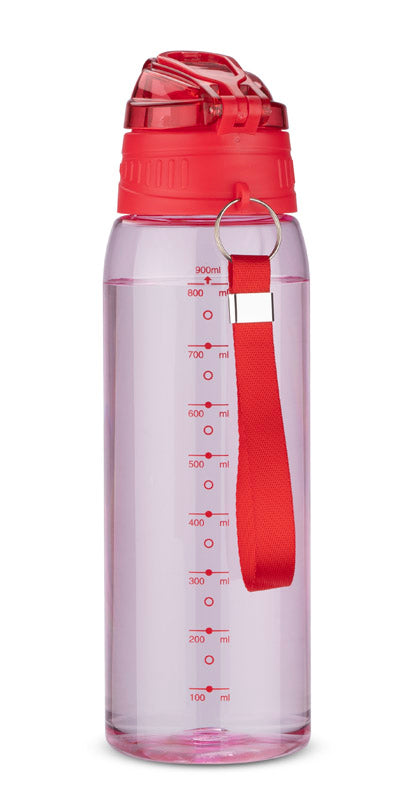 Ūdens pudele sarkana ar mērtrauku KOLTER 900 ml