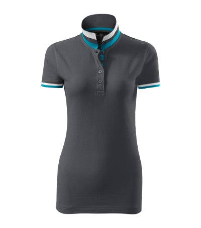 Sieviešu polo krekls COLLAR UP dark grey