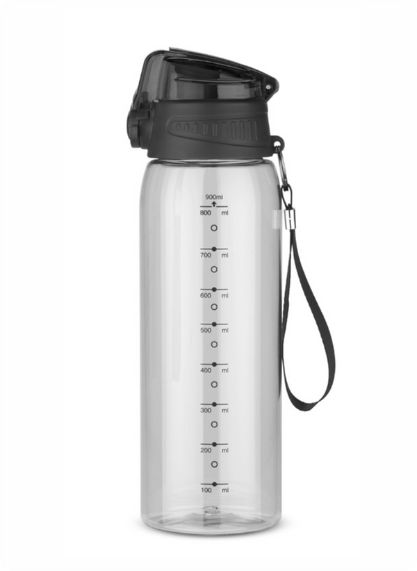 Ūdens pudele melna ar mērtrauku KOLTER 900 ml