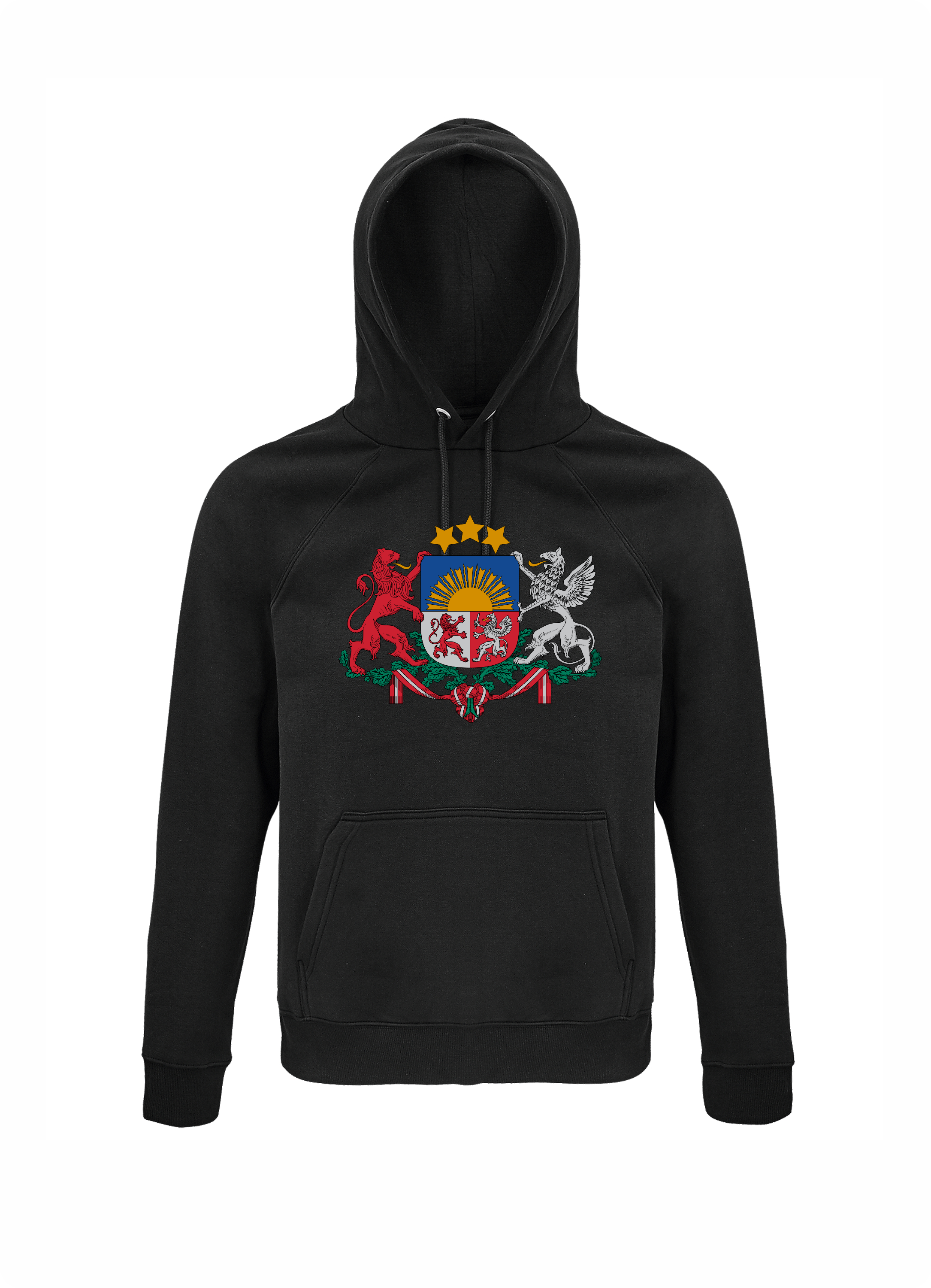Hoodie ar Latvijas ģērboni melns