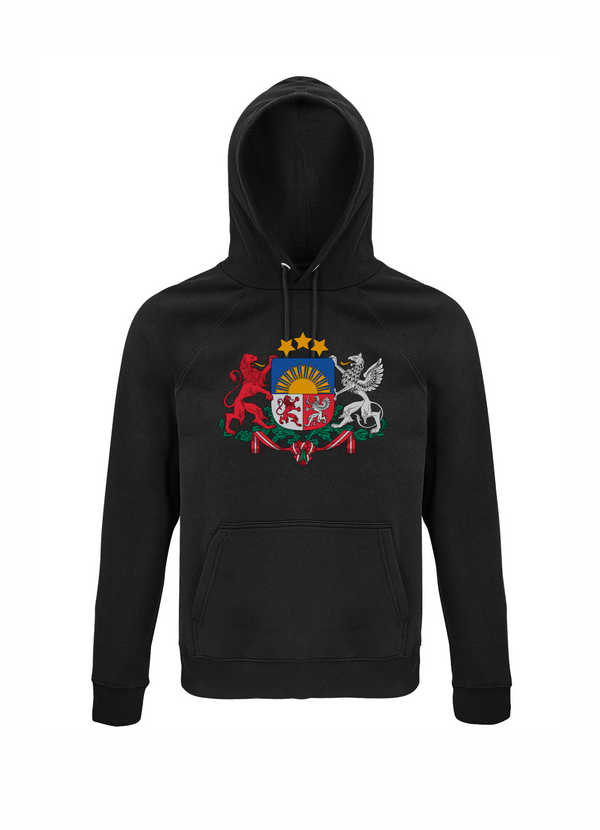 Hoodie ar Latvijas ģērboni melns