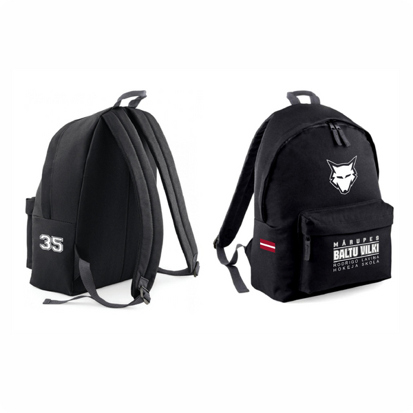 Mugursoma ar apdruku Mārupes baltu vilki