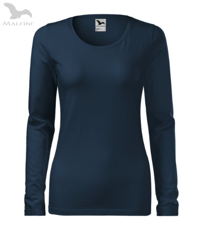 Sieviešu T-krekls ar garām piedurknēm Slim 139 navy blue