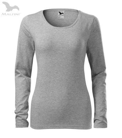 Sieviešu T-krekls ar garām piedurknēm Slim 139 dark gray melange