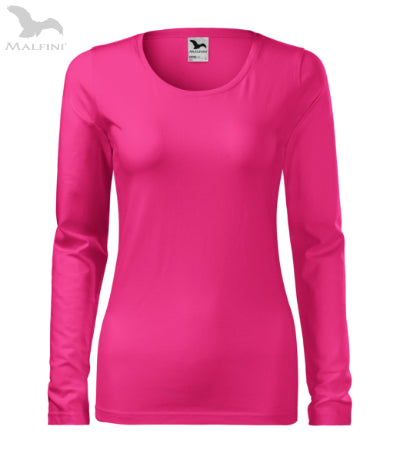 Sieviešu T-krekls ar garām piedurknēm Slim 139 magenta