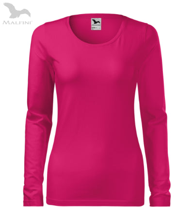 Sieviešu T-krekls ar garām piedurknēm Slim 139 raspberry pink