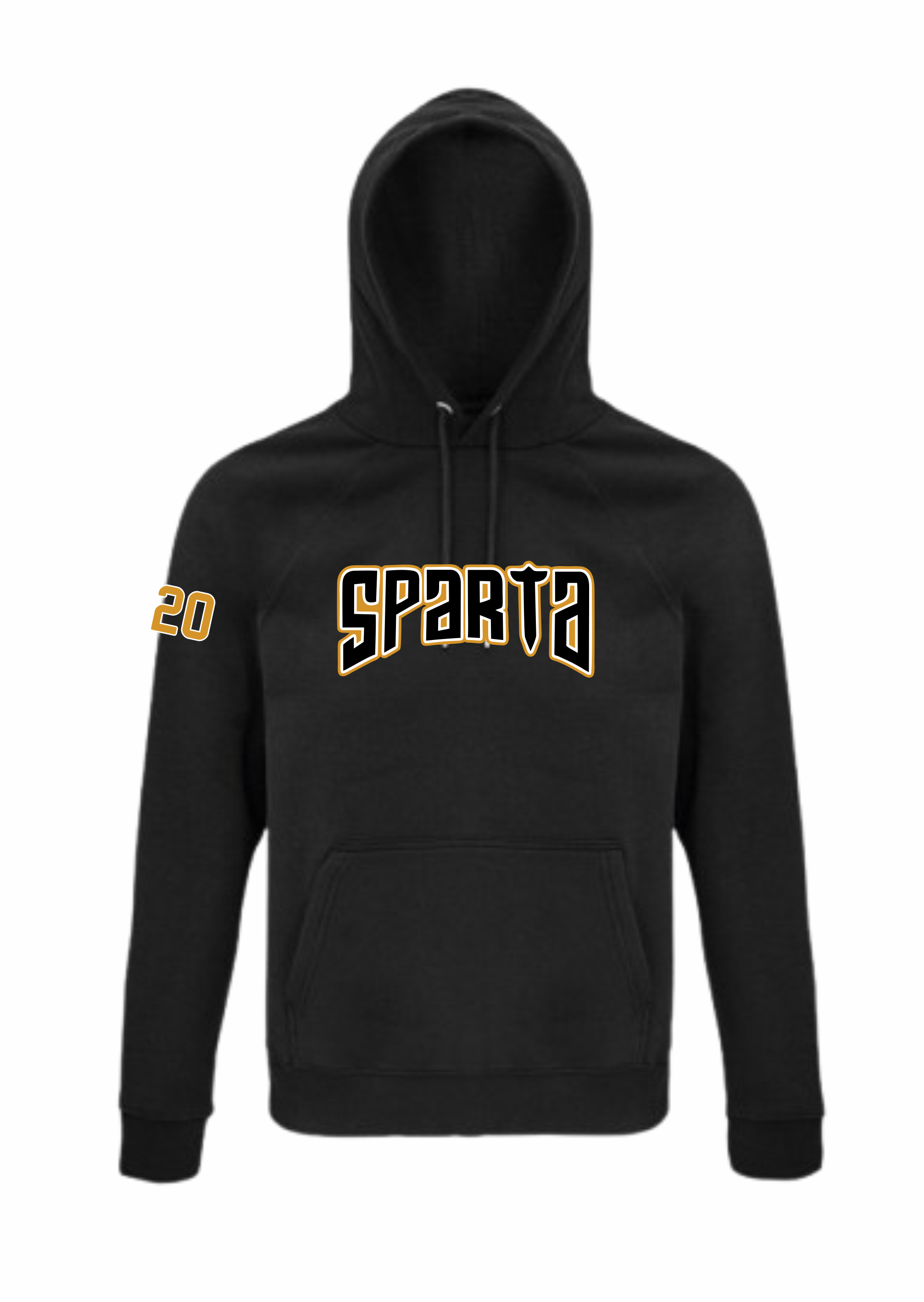 HK Sparta hoodie melns dizains #2
