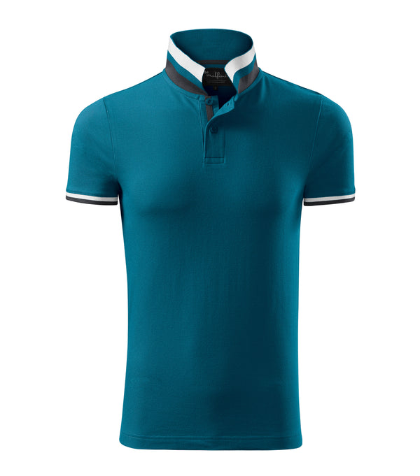 Vīriešu polo krekls COLLAR UP petrol blue