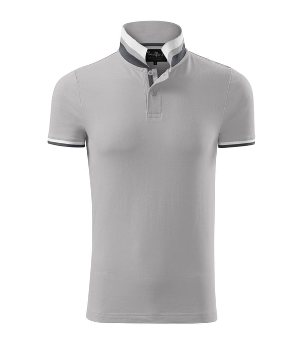 Vīriešu polo krekls COLLAR UP silver gray
