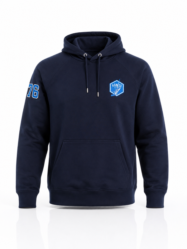 HK Haoss hoodie ar izšuvumu tumši zils