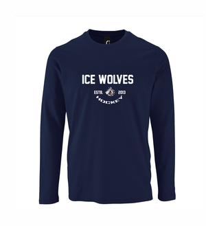 Ice Wolves Kokvilnas t-krekls ar garām piedurknēm ar apdruku