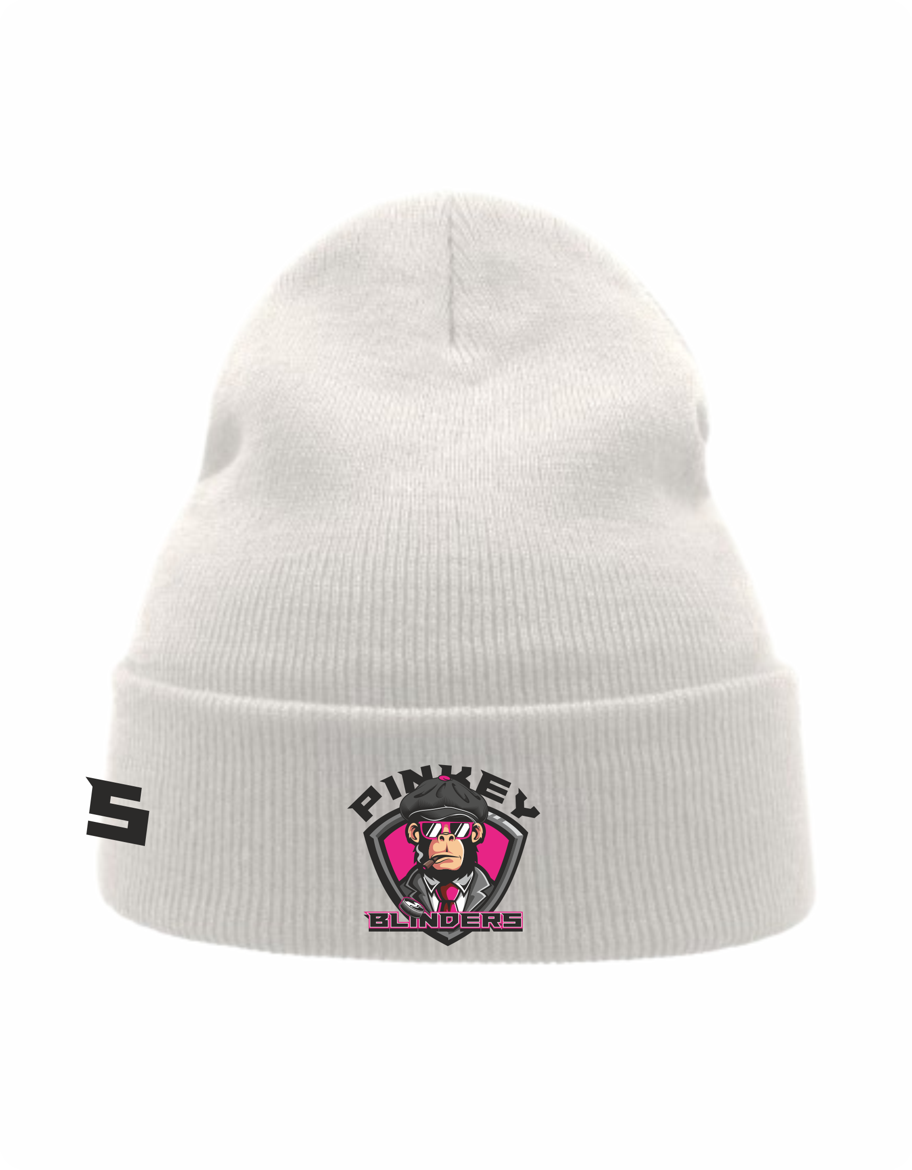 Ziemas cepure balta  HK Pinkey Blinders ar izšuvumu