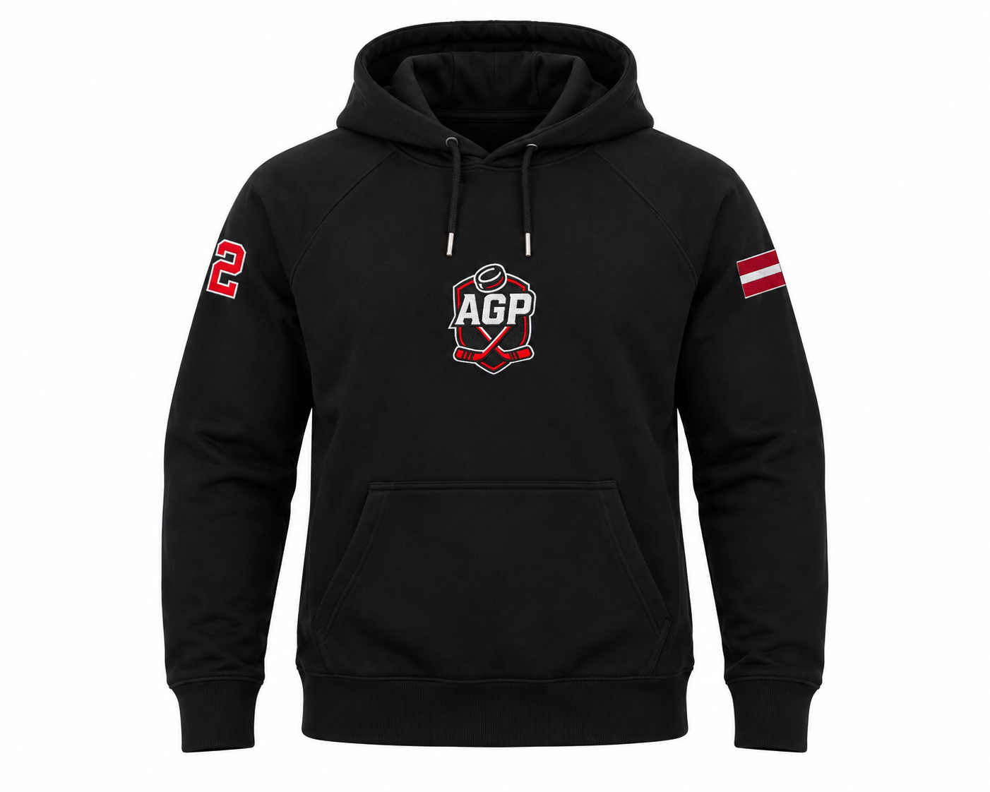 HK AGP hoodie ar izšuvumu melns dizains #1
