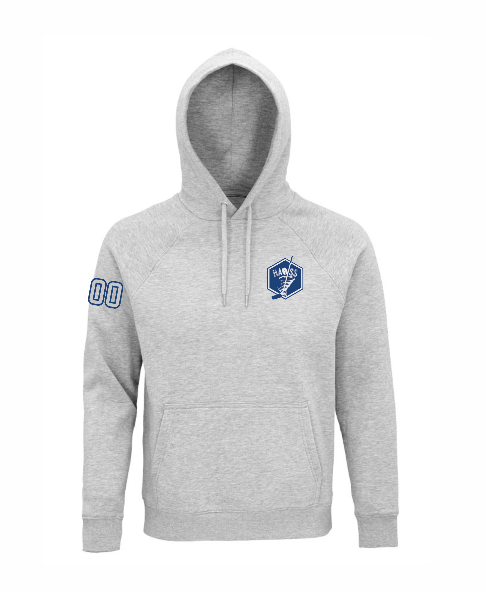 HK Haoss hoodie ar izšuvumu pelēks