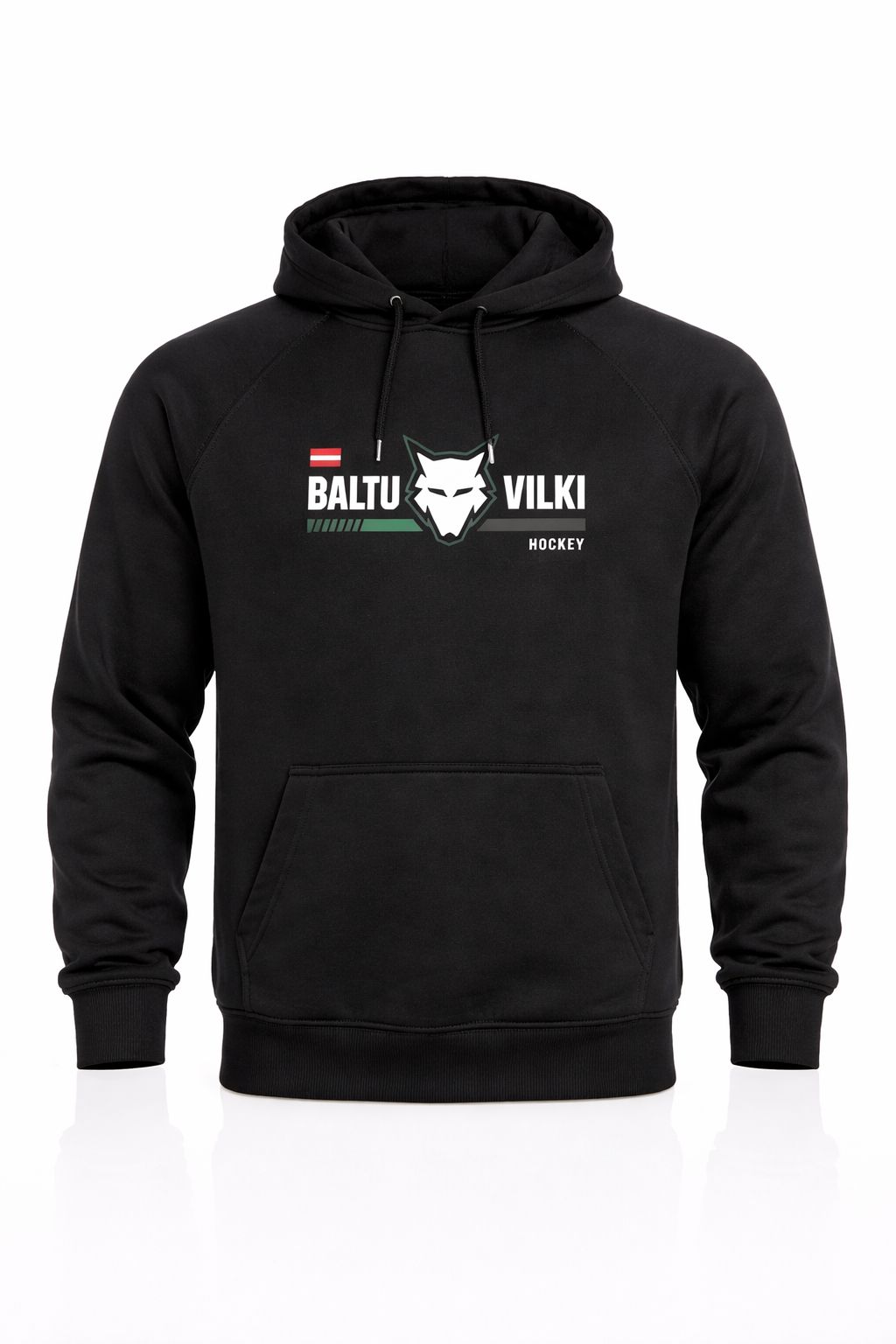 HK Baltu vilki hoodie ar apdruku pieaugušo