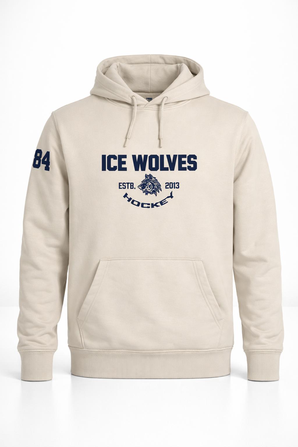 Ice wolves hoodie ar izšuvumu bēšs