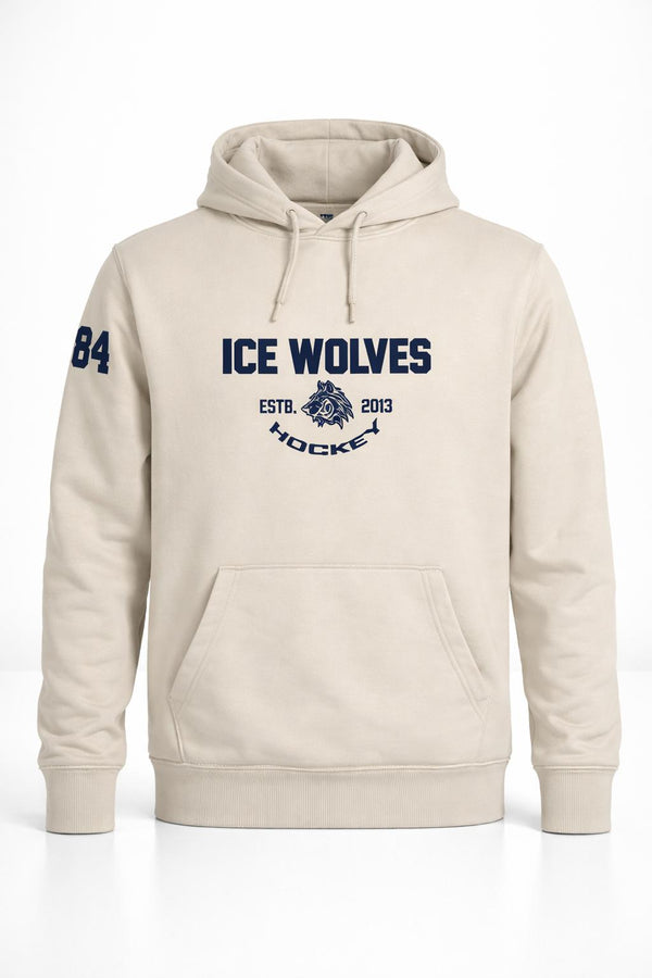 Ice wolves hoodie ar izšuvumu bēšs