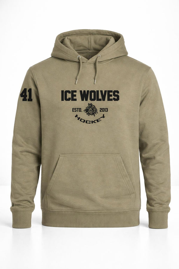 Ice wolves hoodie ar izšuvumu khaki