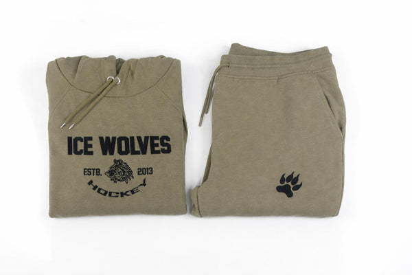 Ice wolves hoodie ar izšuvumu khaki