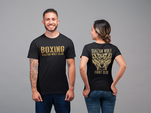 Boxing t-krekls  melns kokvilnas VILKS gold