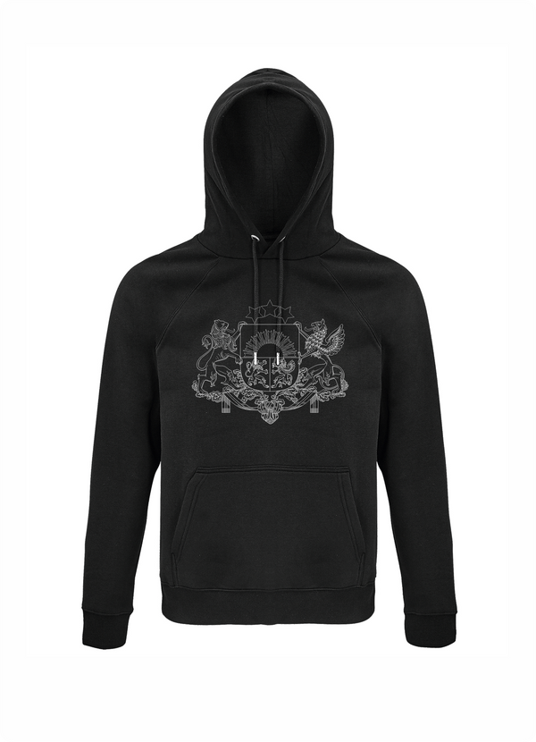 Hoodie ar Latvijas ģērboni melns
