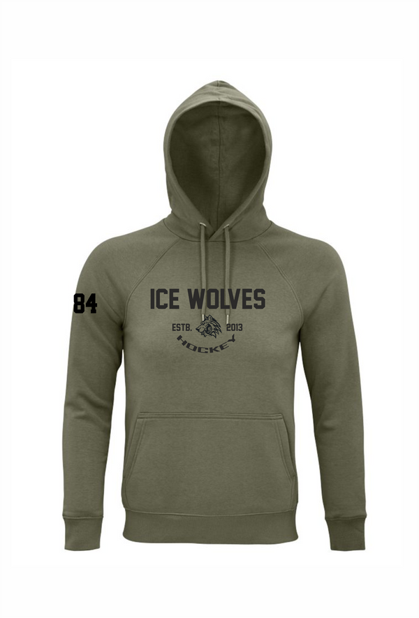 Ice wolves hoodie ar izšuvumu khaki