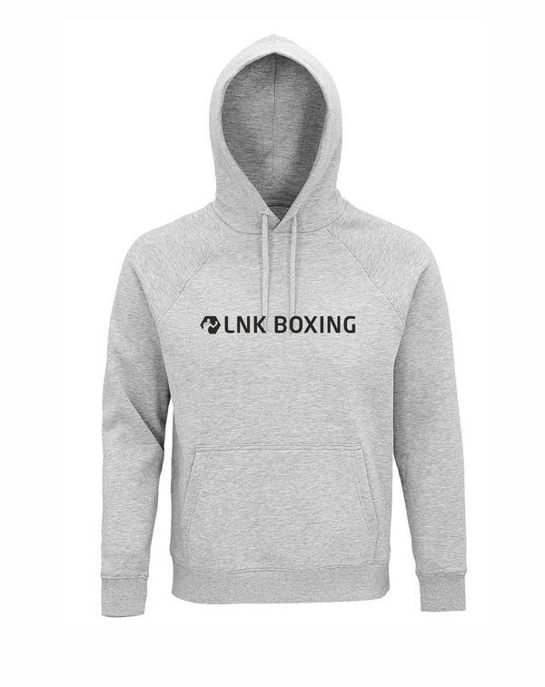 LNK boxing hoodie ar izšuvumu pelēks
