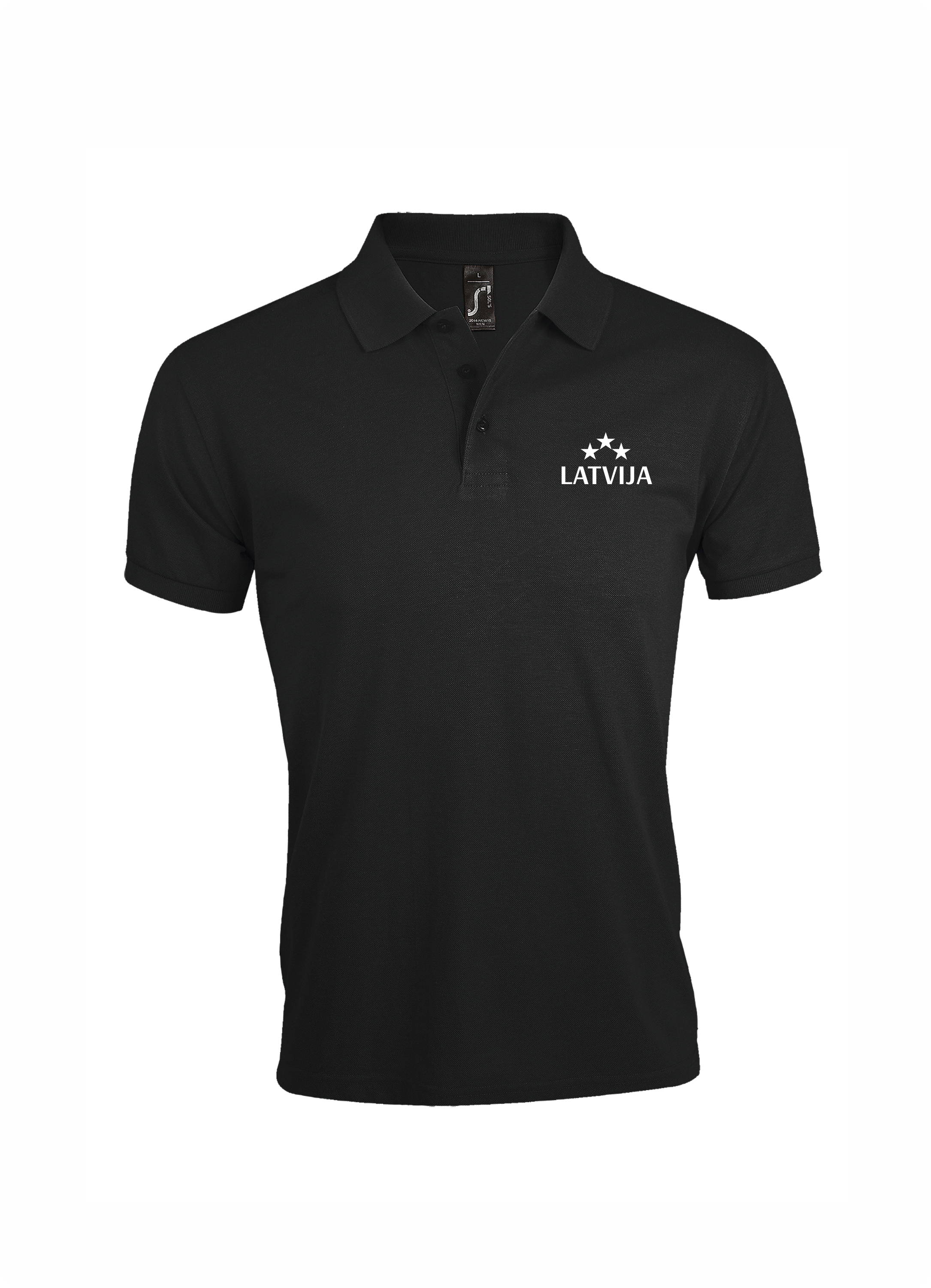 Polo krekls ar izšuvumu Latvija 3 zvaigznes melns