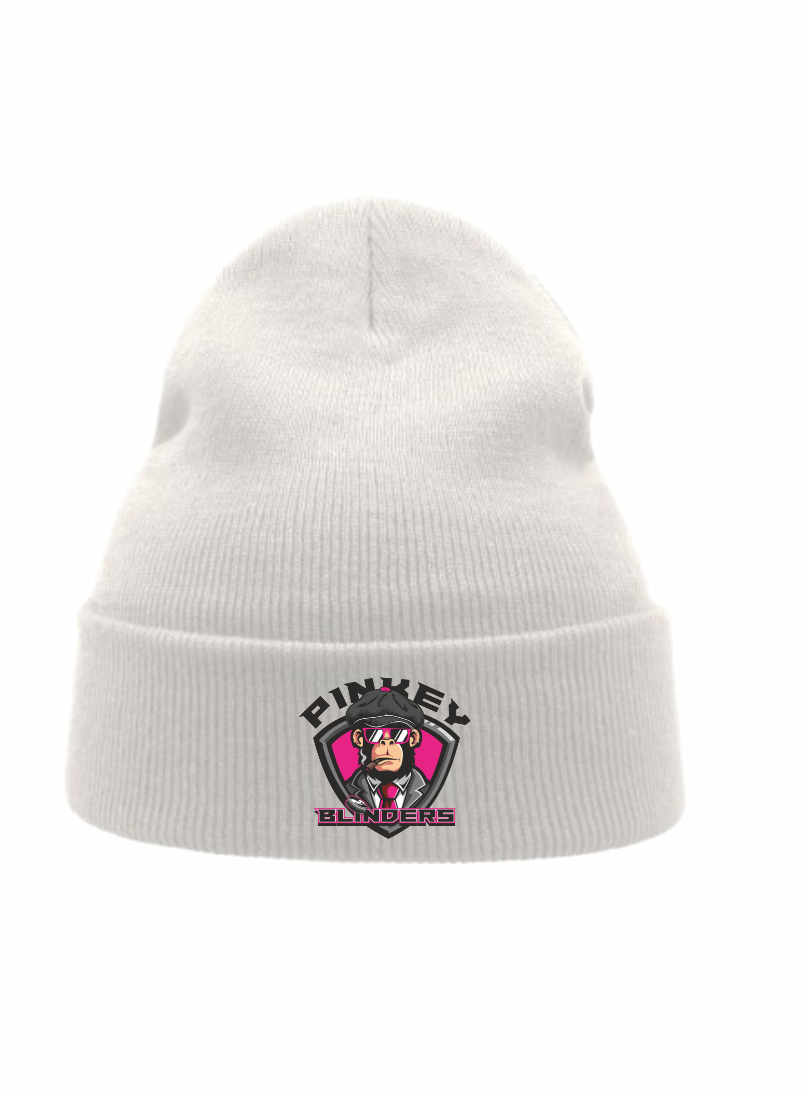 Ziemas cepure balta  HK Pinkey Blinders ar izšuvumu