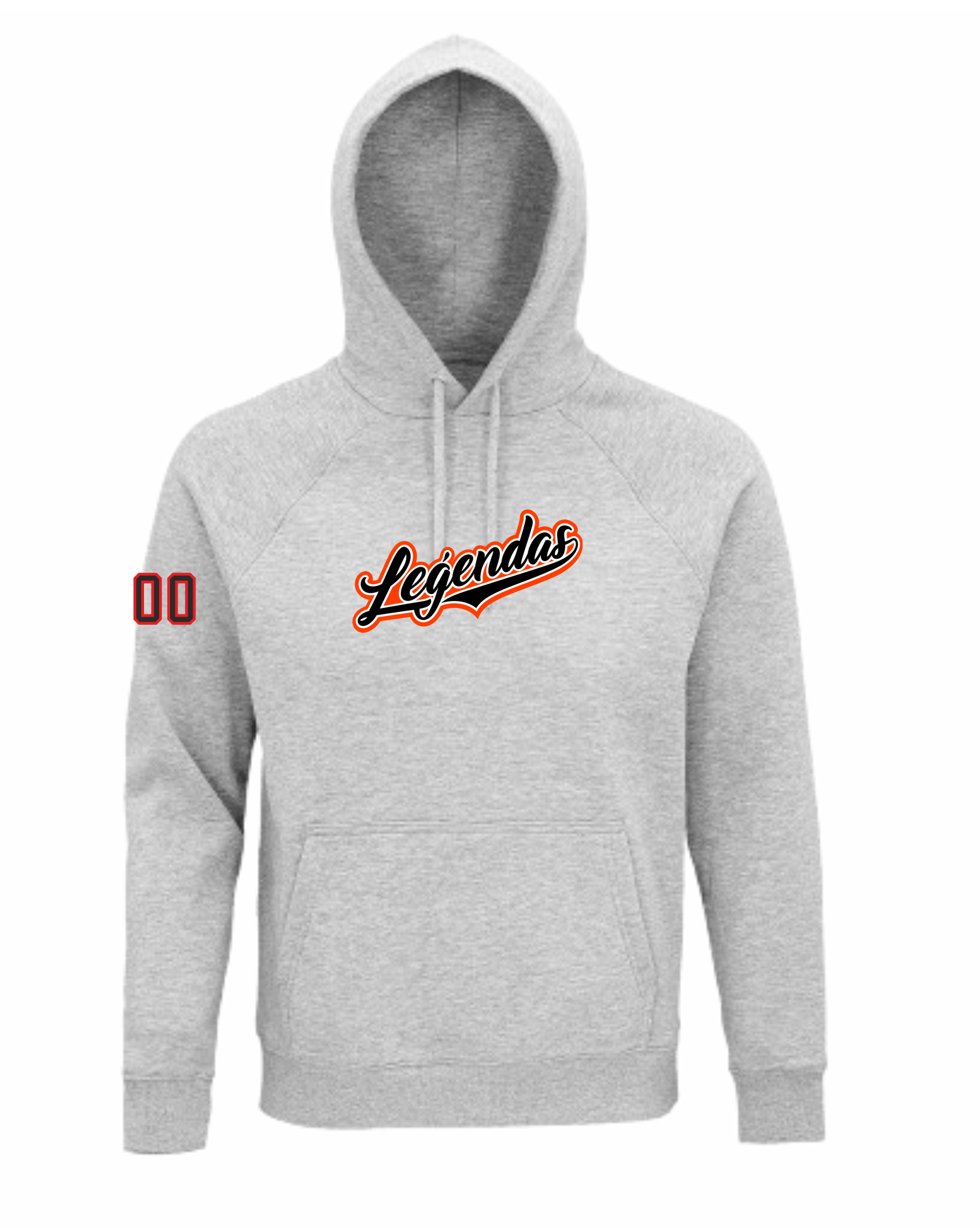 HK PIlsētas Leģendas hoodie ar izšuvumu pelēks