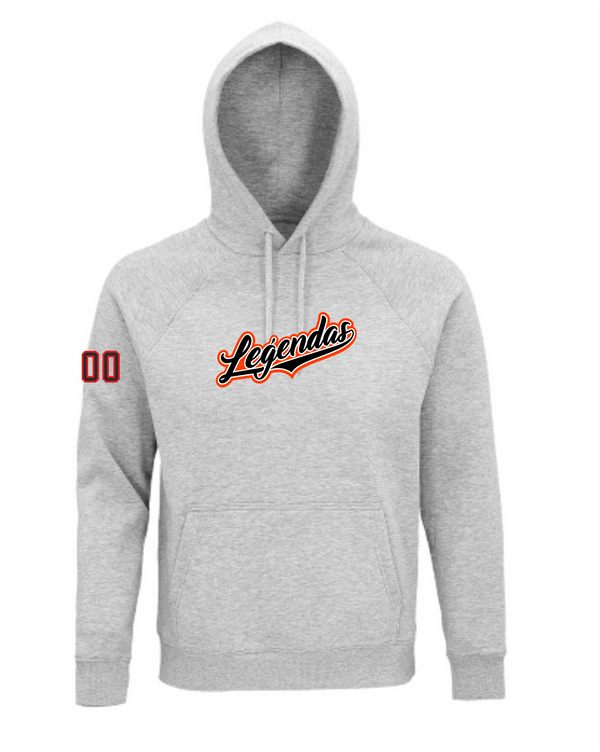 HK PIlsētas Leģendas hoodie ar izšuvumu pelēks