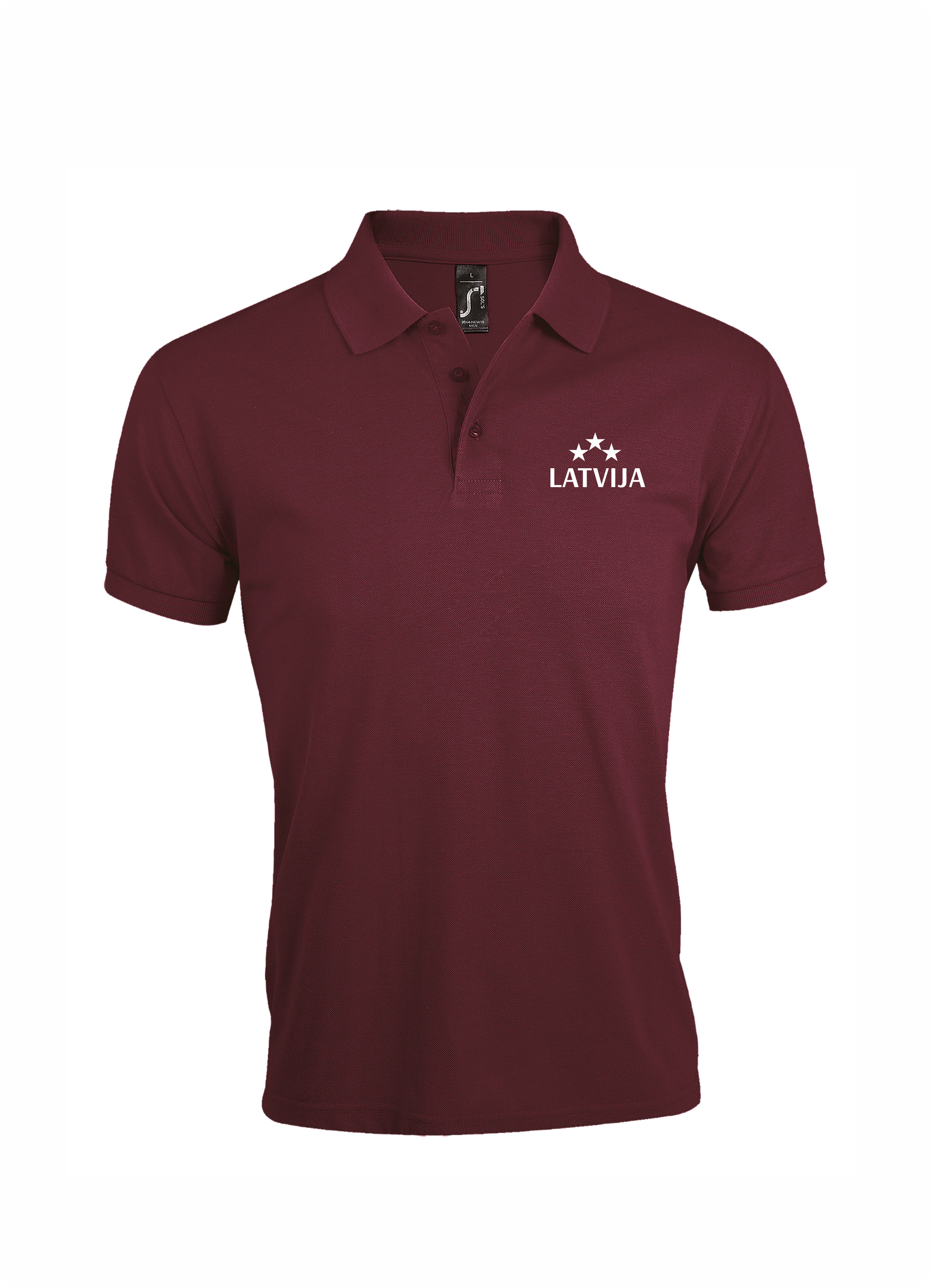 Polo krekls ar izšuvumu Latvija 3 zvaigznes bordo