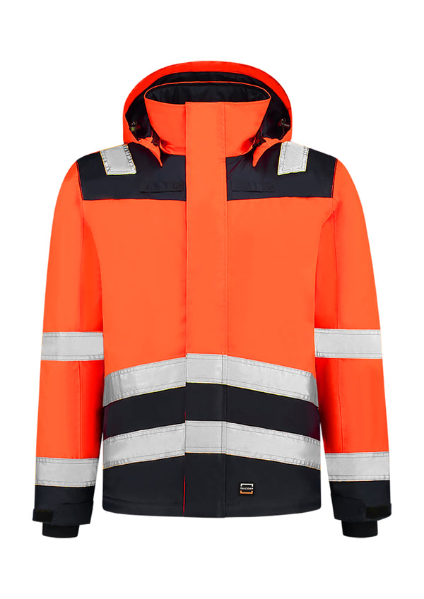 Unisex jaka MIDI PARKA HIGH VIS BICOLOR T51 fluorescent orange