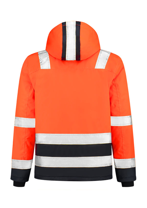 Unisex jaka MIDI PARKA HIGH VIS BICOLOR T51 fluorescent orange