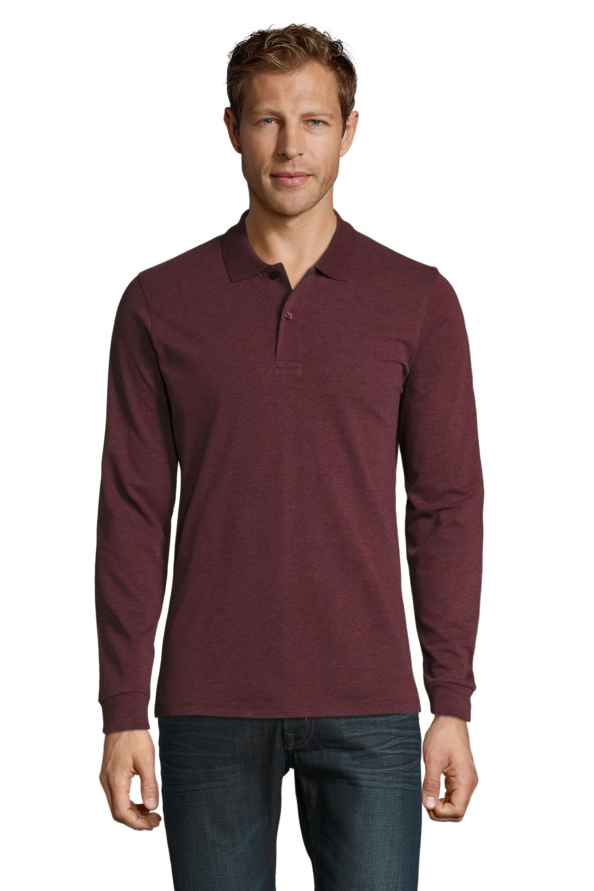 Vīriešu polo krekls SOL'S PERFECT LSL Heather oxblood