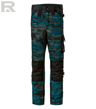 Vīriešu darba bikses Vertex Camo W09 camouflage petrol