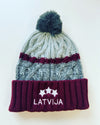 Cepure ar izšuvumu Latvija 'bordo' ar pušķi