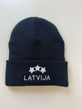 Ziemas cepure ar izšuvumu 'Latvija' melna